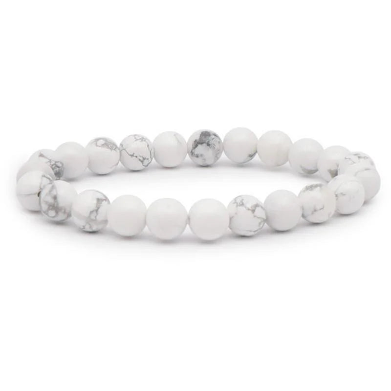 Bracelet Howlite Blanche perles 8mm